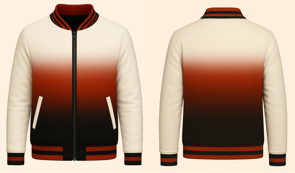 Black Red Fading Varsity Jacket