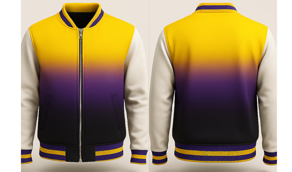 Black Violet Yellow Varsity Jacket