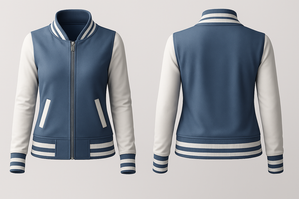 Blue Denim Body Varsity Jacket