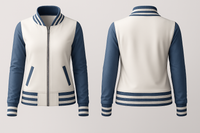 Blue Denim Sleeves Varsity Jacket