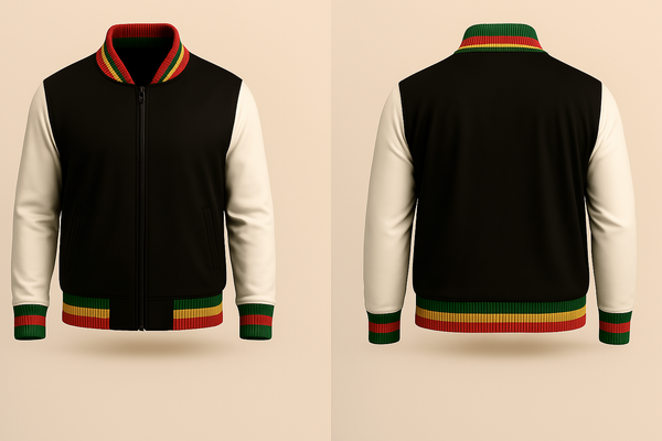 Mens Denim and Black Varsity Jacket
