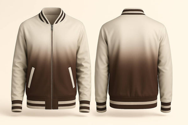 Choco Brown Fading Varsity Jacket
