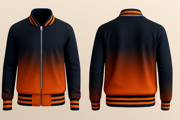 Black to Orange Varsity Jacket