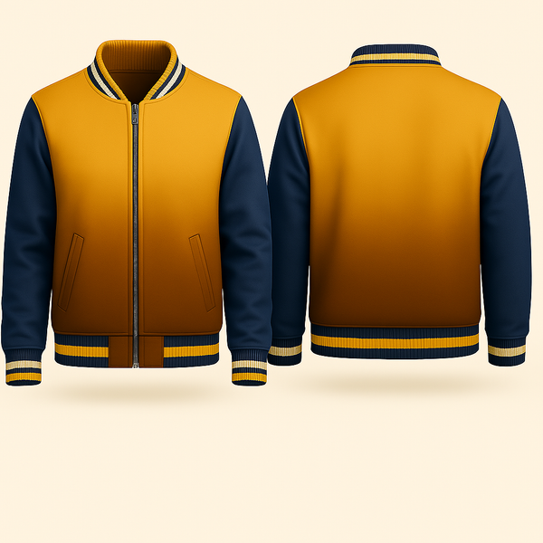 BROWN AND BLUE VARSITY JACKET