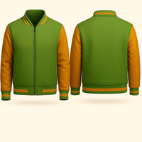 GREEN AND BROWN VARSITY JACKET