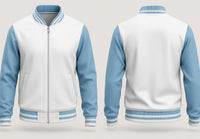 White and Sky Blue Varsity Jacket