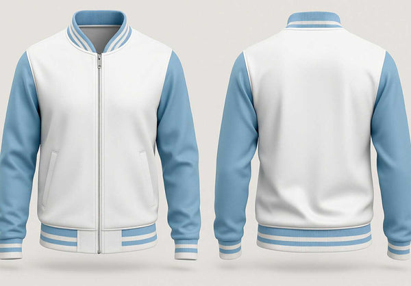 White and Sky Blue Varsity Jacket