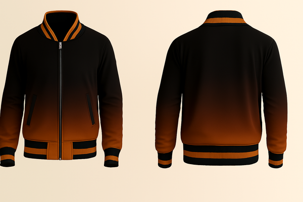 Black to Orange Varsity Jacket