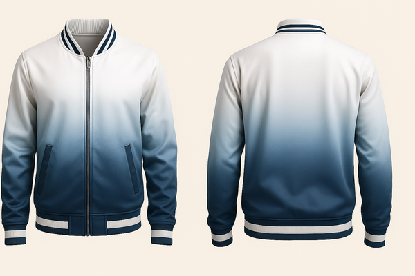 Denim Blue Fading Varsity Jacket