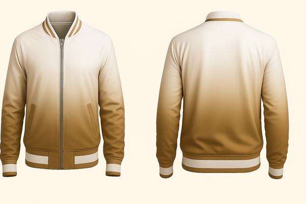 Beige Fading Varsity Jacket