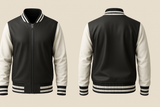 Mens Denim and Black Varsity Jacket