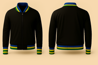 Mens Denim and Black Varsity Jacket