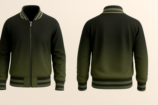 Black Olive to Forest Moss Varsity Jacket