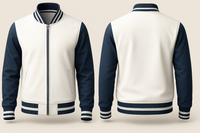 WHITE AND BLUE VARSITY JACKET