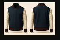 Mens Denim and Black Varsity Jacket