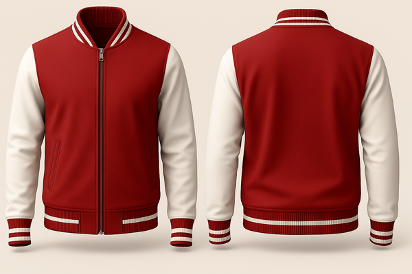 RED AND WHITE VARSITY JACKET