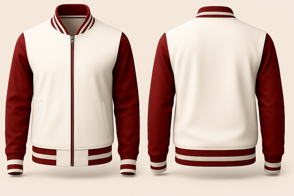 WHITE AND RED VARSITY JACKET