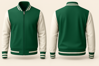 GREEN WHITE VARSITY JACKET