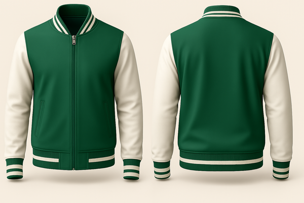 GREEN WHITE VARSITY JACKET