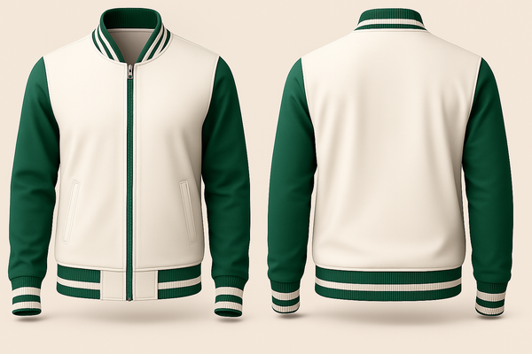 WHITE GREEN VARSITY JACKET