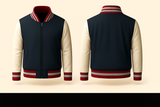 Mens Denim and Black Varsity Jacket