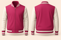 PINK AND WHITE VARSITY JACKET