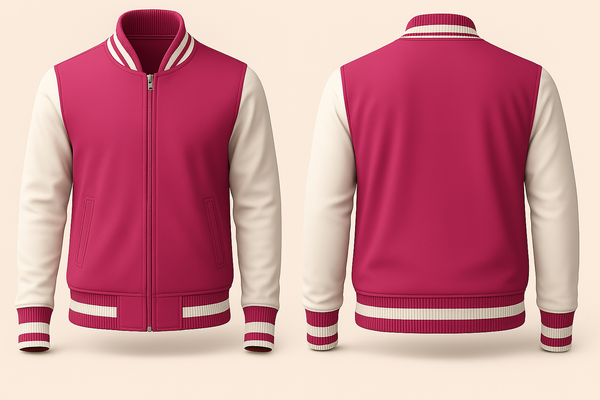 PINK AND WHITE VARSITY JACKET