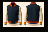 Mens Denim and Black Varsity Jacket