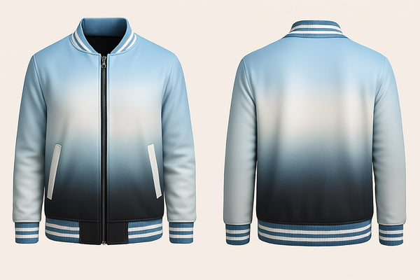 Sky Blue Fading Varsity Jacket