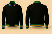 Mens Denim and Black Varsity Jacket
