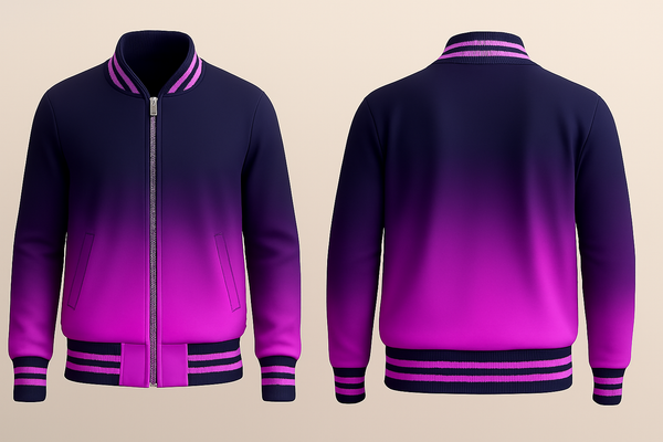 Navy Blue to Violet Varsity Jacket