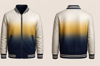 Yellow and Dark Blue Fading Varsity Jacket
