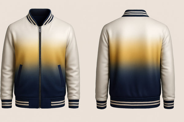 Yellow and Dark Blue Fading Varsity Jacket