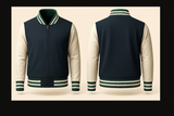 Mens Denim and Black Varsity Jacket