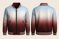 Red and Sky Blue Fading Varsity Jacket
