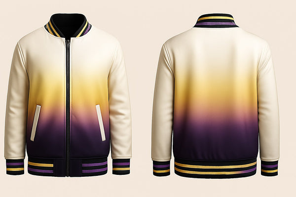 Yellow and Violet Fading Varsity Jacket