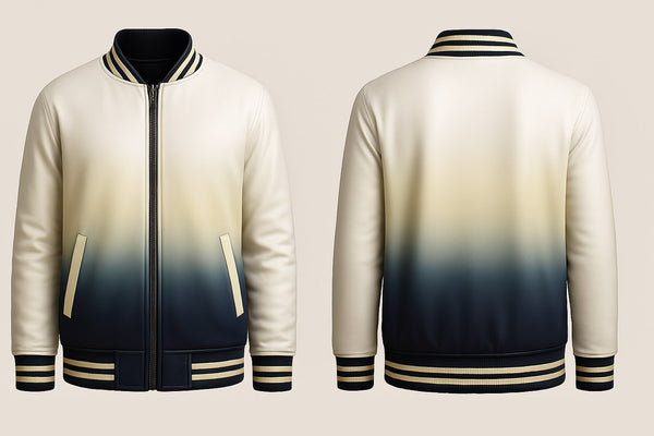 Light Yellow and Navy Blue Fading Varsity Jacket