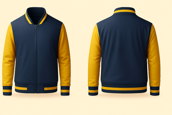 Navy Blue and Yellow Varsity Jacket